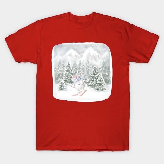 Skiing polar bear on christmas T-Shirt by waltzart